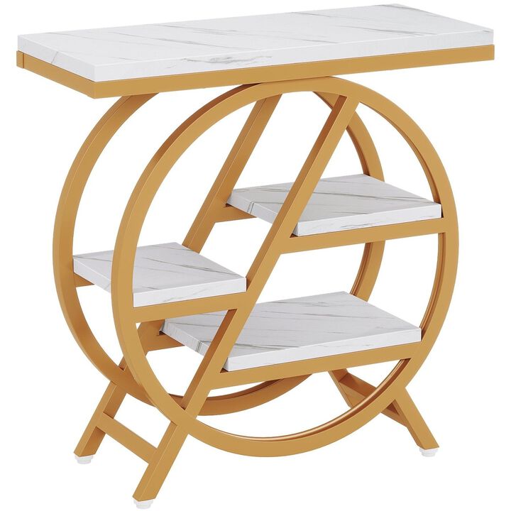 Tribesigns 4-Tier End Table, Small Side Table for Living Room, Narrow Nightstand with Storage Shelves, Slim Bedside Table for Bedroom, Snack Table for Small Spaces, 50 lb Capacity