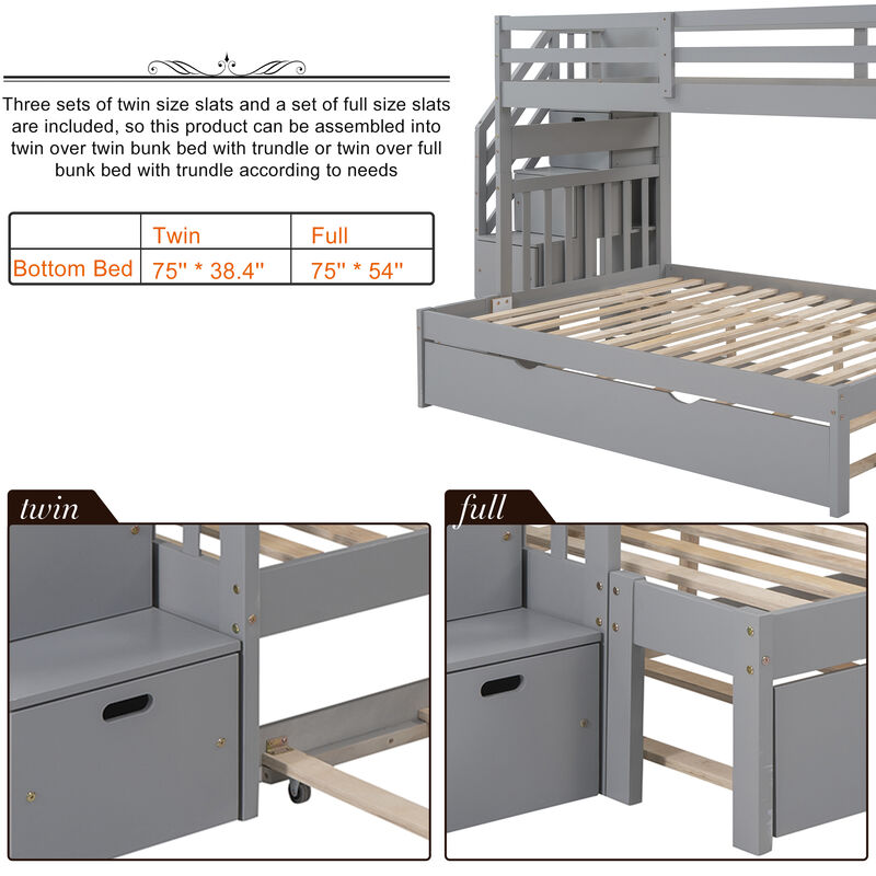 Merax Full Bunk Bed with Twin Size Trundle