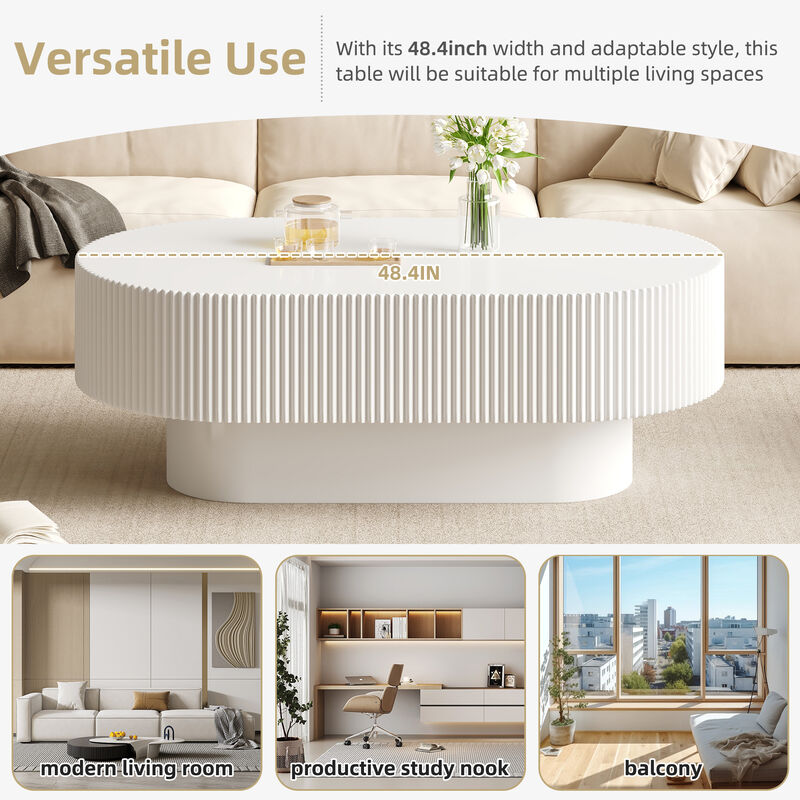 Merax Contemporary Oval Accent Table with Premium Painted Finish, Felt Floor Pads image number 7