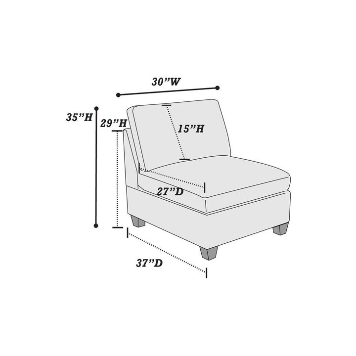 Contemporary 1pc Armless Chair Tan Color Chenille Fabric Modular Corner wedge Sofa