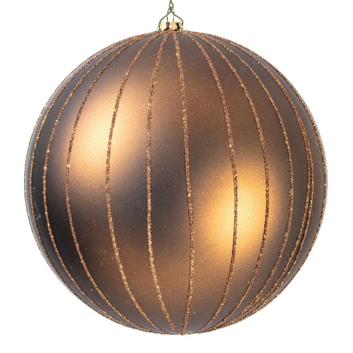 Vickerman 6" Mocha Matte Glitter Ball Christmas Ornament. Includes 2 Pieces per Bag.