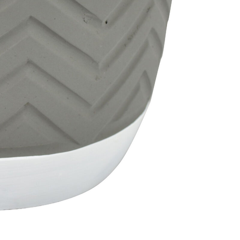 Decorative Planter, Chevron Design, Gray and White 7 Inch Terracotta image number 3