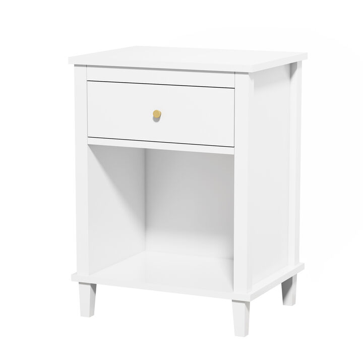 Hivvago Wooden Nightstand with One Drawer and Open Shelf for Bedroom
