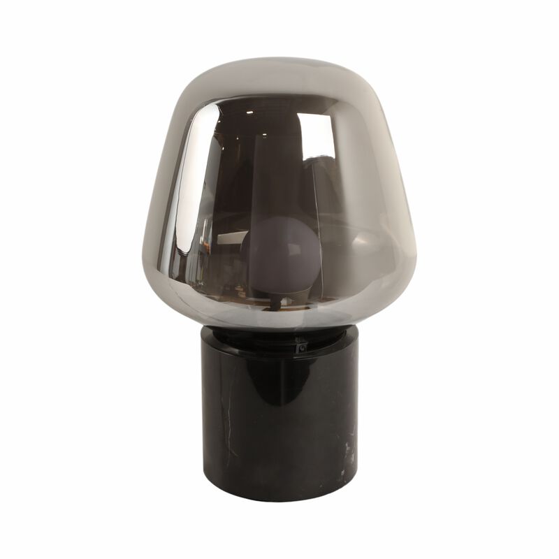 12x8" Glass Shade On Marble Base With Switch, Blac image number 4