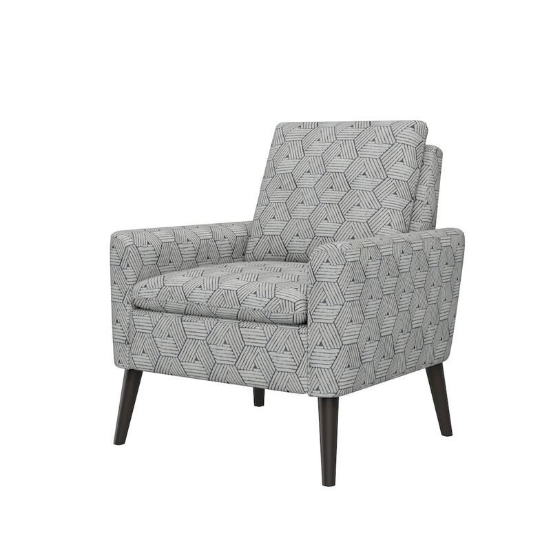 HL Home Furnishings Mid-Century Modern Armchair in Gray and Cream Honeycomb