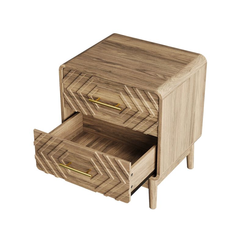 Donsma Mid‑Century Modern 2‑Drawer Nightstand image number 8