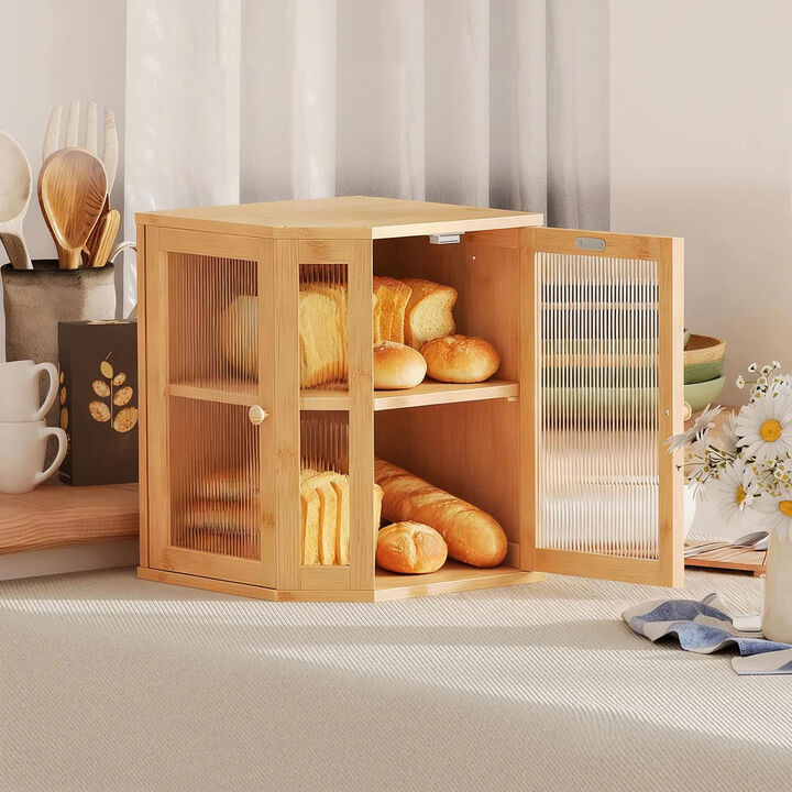 Corner Bread Box for Kitchen Countertop, Compact Storage Organizer