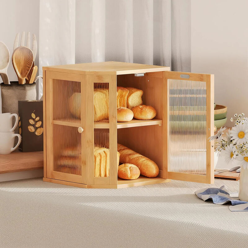 Corner Bread Box for Kitchen Countertop, Compact Storage Organizer image number 1