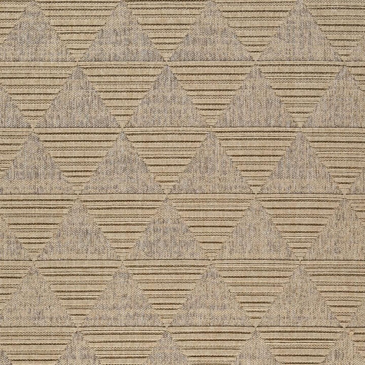 HomeRoots 8' X 11' Beige and Brown Geometric Distressed Indoor Outdoor Area Rug