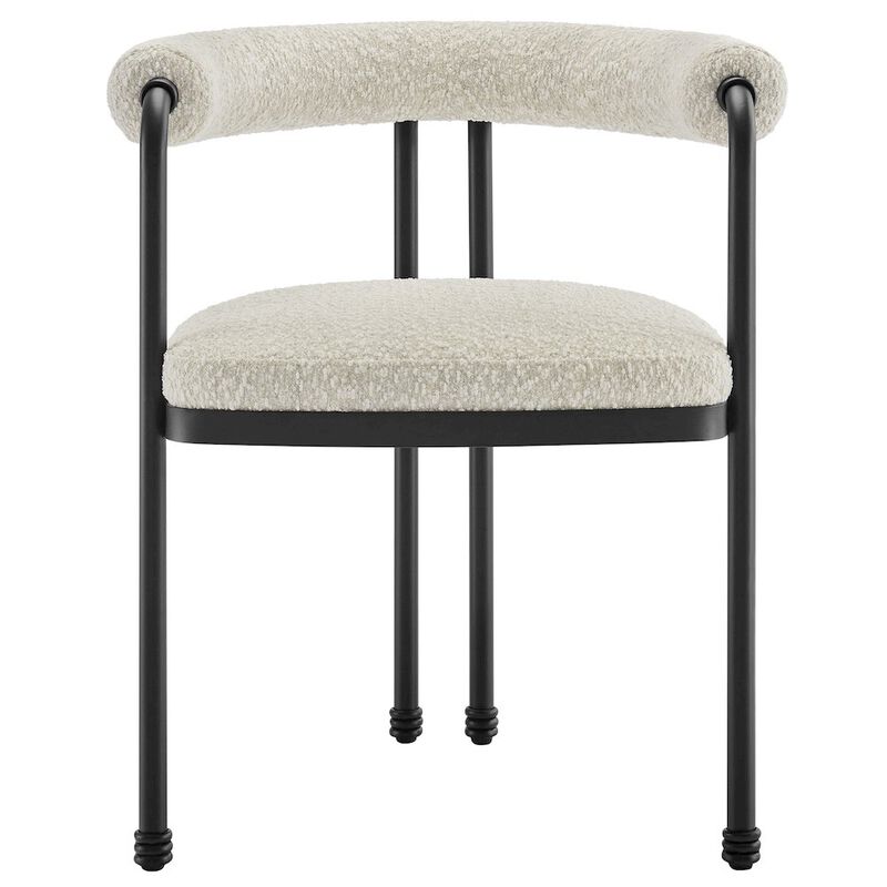Turin Curved Back Boucle and Metal Dining Accent Chair image number 5