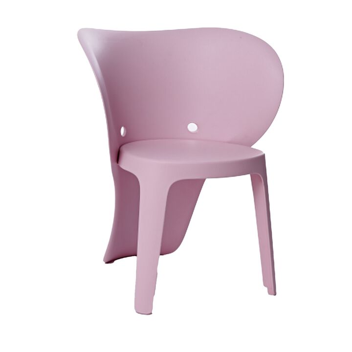 Fyna 16 Inch Kids Chair with Curved Back, Elephant Trunk Design, Pink - Benzara