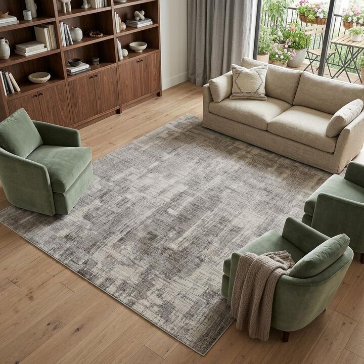 Abstract Hand Woven Worn Faded Area Rug