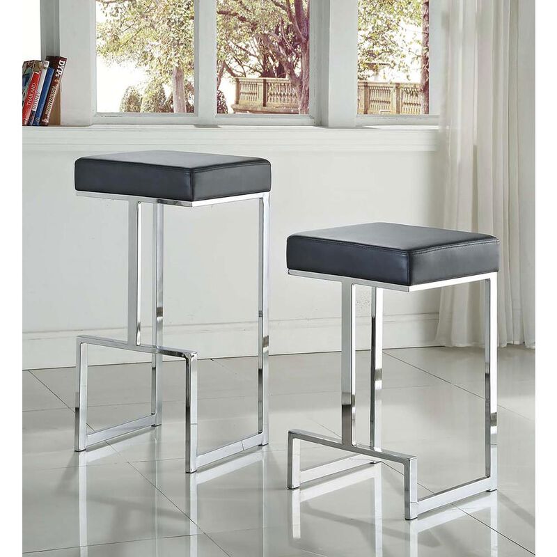 Coaster Gervase Square Bar Stool Black and Chrome