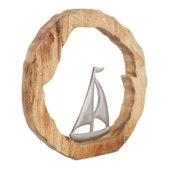 11x11" Sailboat In Wood Round