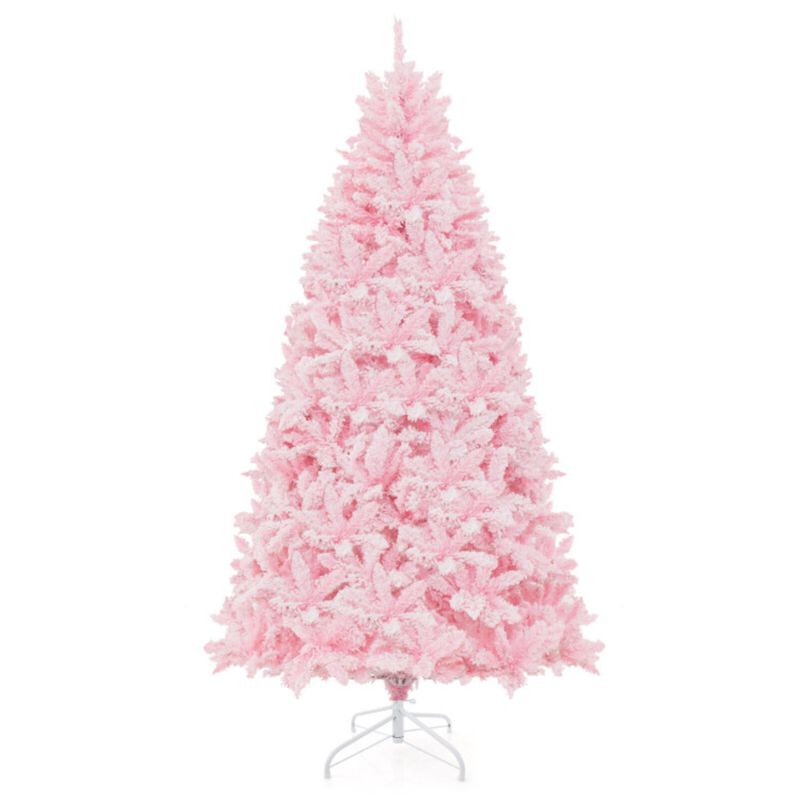 Hivvago 7 Feet Flocked Artificial Christmas Tree with 500 LED Lights and 1200 Branches