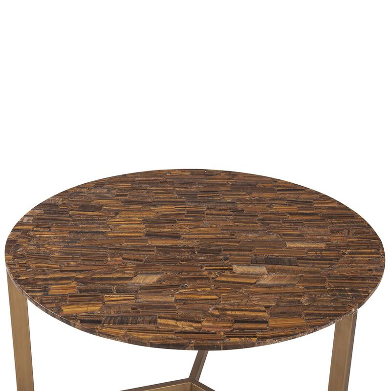 World Interiors Mumbai 36 Coffee Table in Tiger Eye with Iron Base