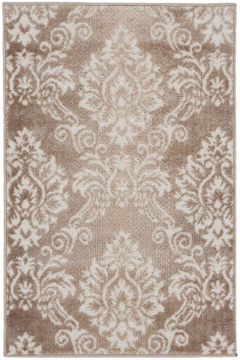 HomeRoots Damask Distressed Non Skid Area Rug