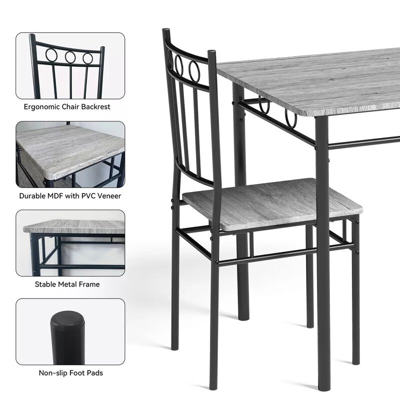 5 Piece Dining Table Set for 4, Kitchen Table and Chairs with Sturdy Metal Frame for Dining Room image number 2