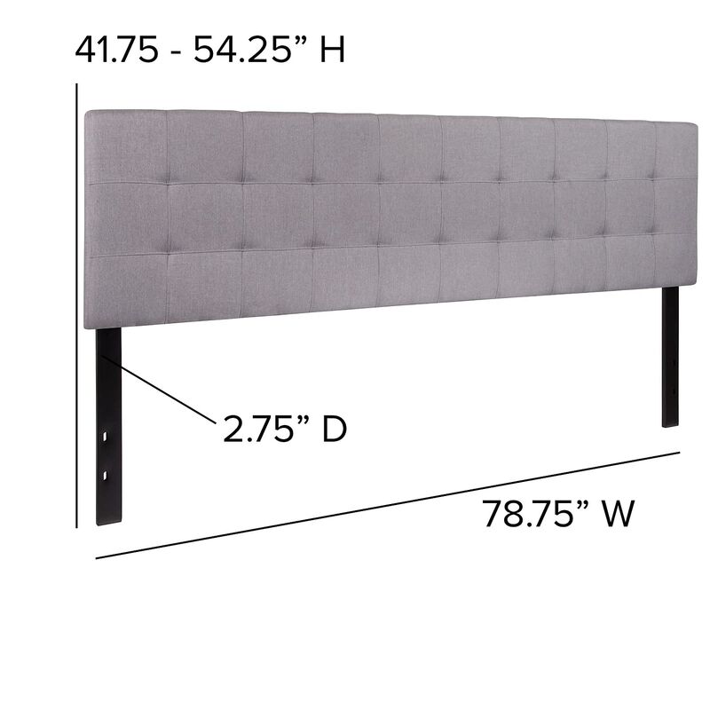 Flash Furniture Bedford Tufted Upholstered King Size Headboard in Light Gray Fabric