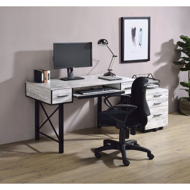 Settee Computer Desk, White & Black Finish 92797
