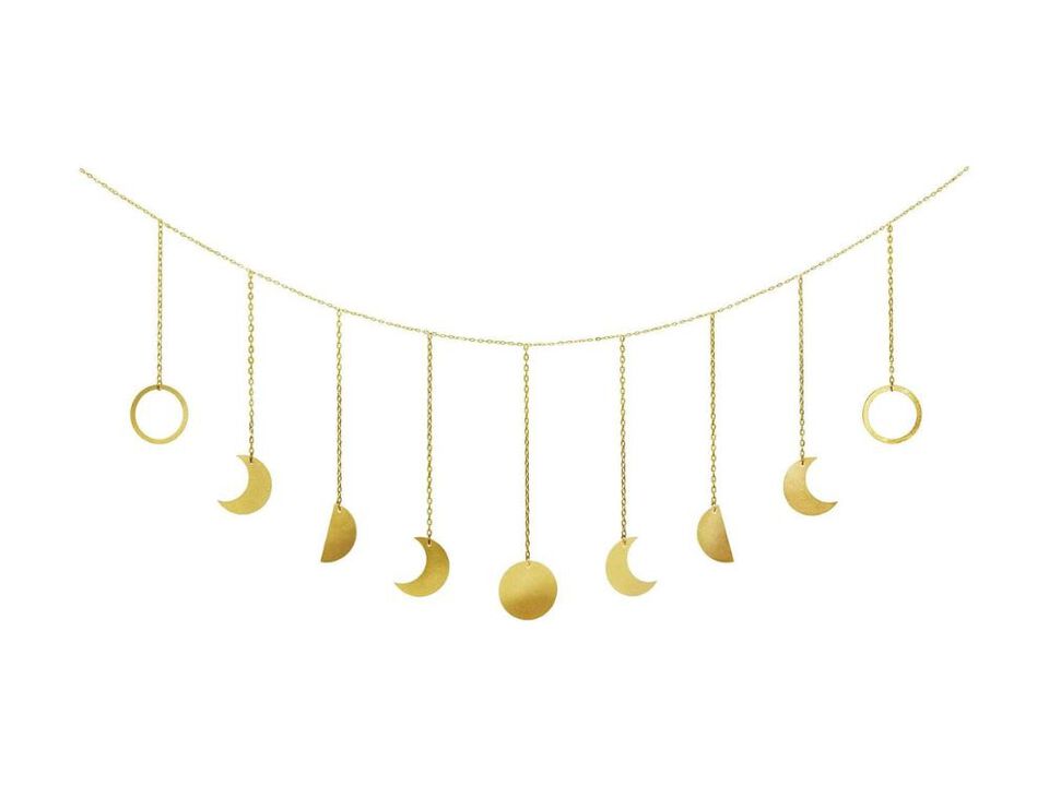 Moon Phase Wall Hanging Boho Metal Decor for Bedroom Nursery Living Room