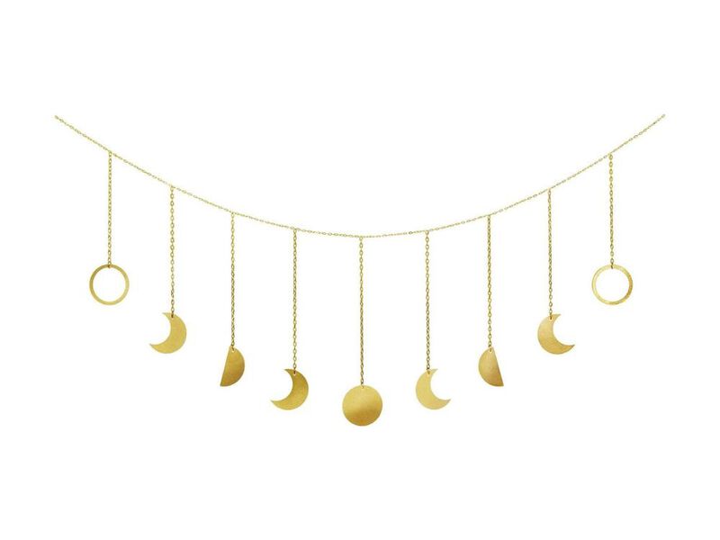 Moon Phase Wall Hanging Boho Metal Decor for Bedroom Nursery Living Room image number 0