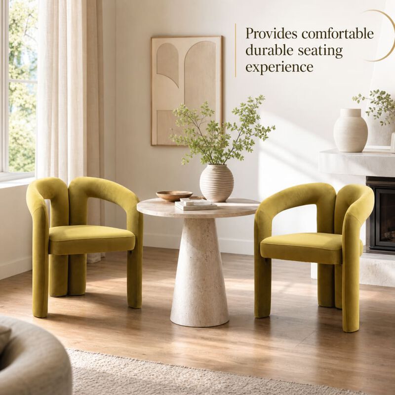 GOODSILO Contemporary Upholstered Barrel Accent Dining Armchairs, Seating for Living Room, Kitchen, Dining Spaces, Set of 2 image number 4