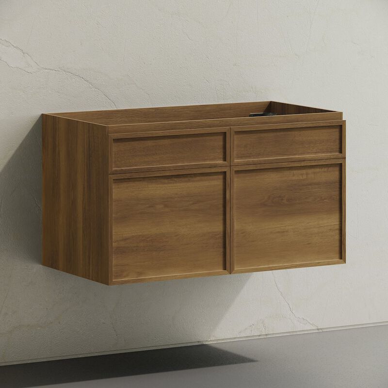 St. Tropez 36" Wall-Mounted Bathroom Vanity Cabinet without Top in Brown Oak image number 2
