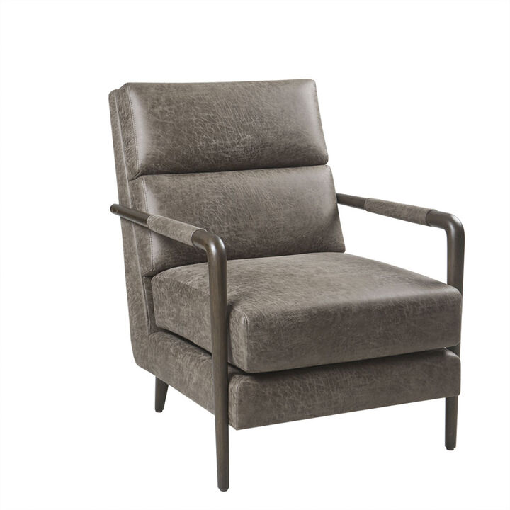 Gavin Faux Leather Channel Accent Armchair