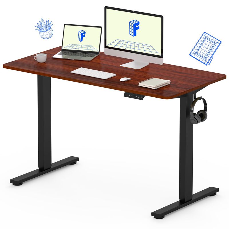 FLEXISPOT EN1 Whole-Piece Standing Desk 48 x 30 Inches Electric Height Adjustable Desk Sit Stand Desk Base Home Office Table Sta
