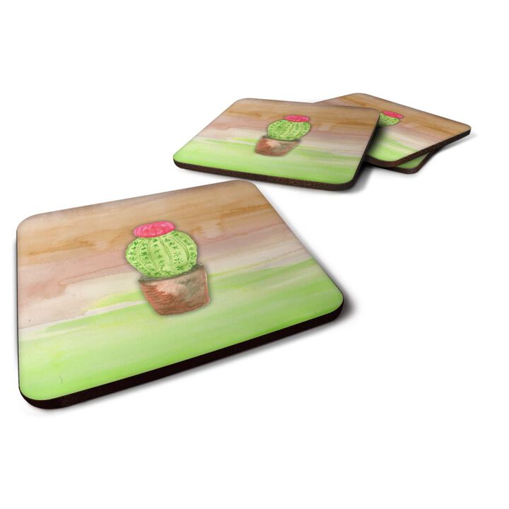 Caroline's Treasures Cactus Green and Brown Watercolor Decorative coasters, 3.5, Multicolor