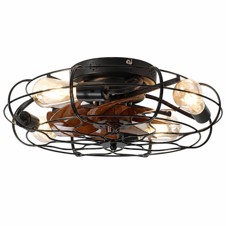 ELEMENT ACE Industrial Caged Ceiling Fan with Light, 6-Speed Reversible Motor, Remote Control Timer, Low Noise Farmhouse Industrial Decor for Indoor Home Spaces