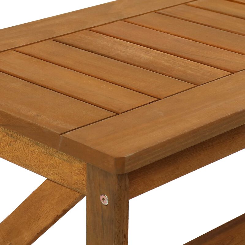 Sunnydaze 35.25 in Meranti Wood Rectangular Patio Coffee Table