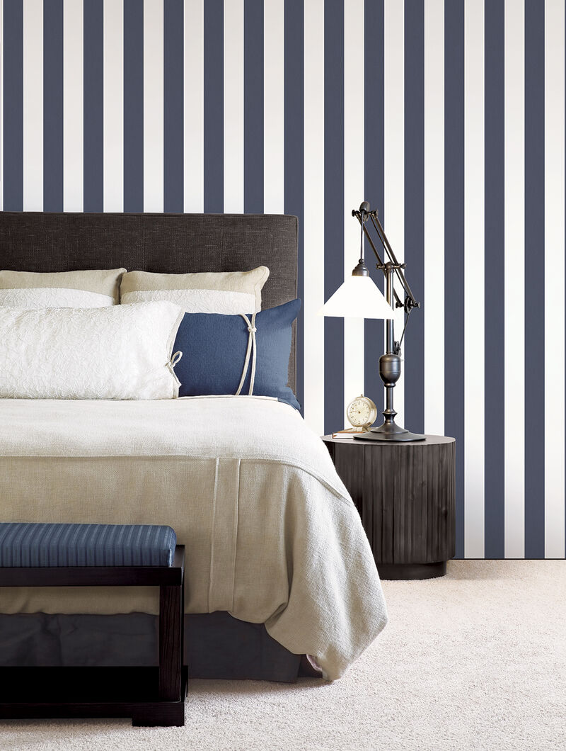 Smart Stripes 2 Surface Stripe Blue and White Wallpaper G67584 image number 2