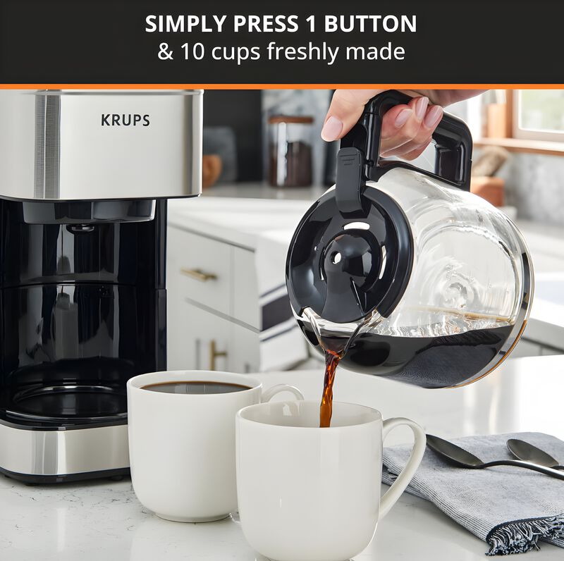 Krups Simply Brew 10-Cup Drip Coffee Maker | Stainless Steel image number 1