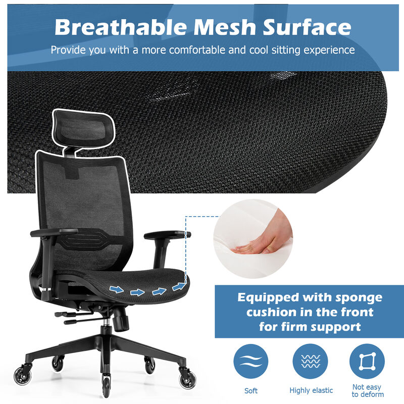 Costway Office Chair Adjustable Mesh Computer Chair with Sliding Seat & Lumbar Support