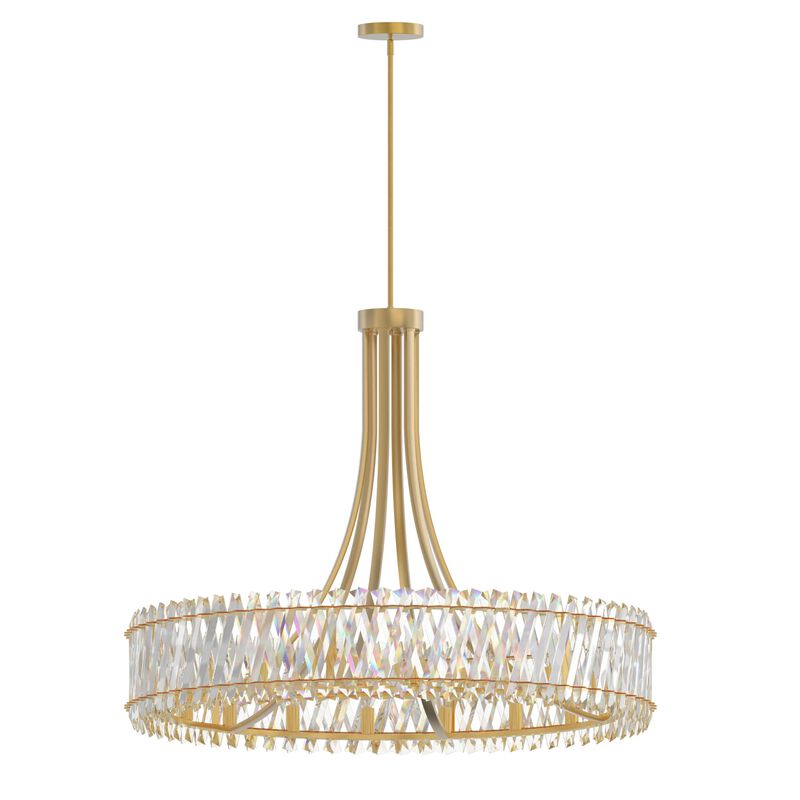 42" 18-Light Contemporary Brushed Gold Crystal Chandelier, Large Circular Ceiling Light for Living Room, Dining Room image number 0
