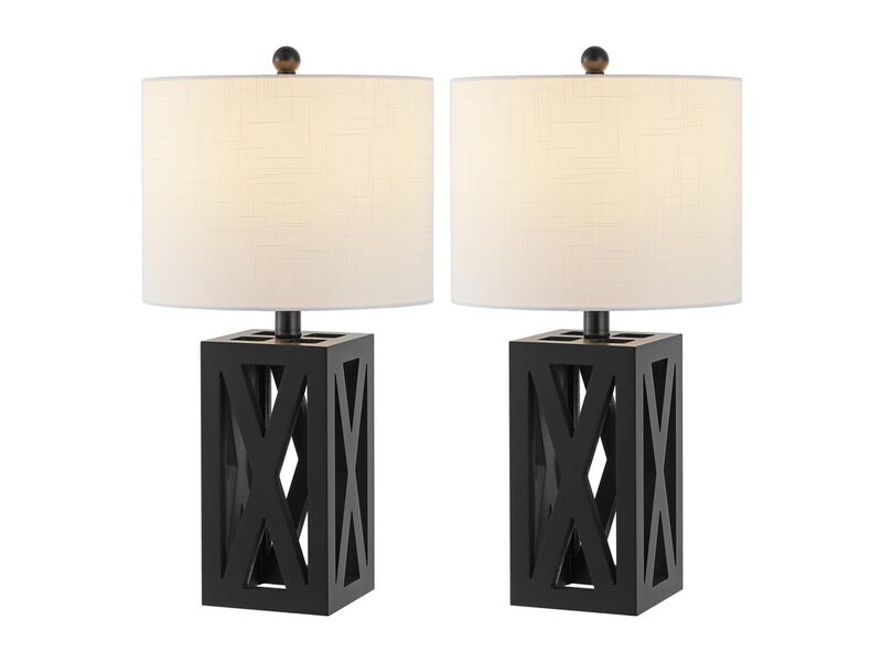 Stewart Farmhouse Wood LED Table Lamp