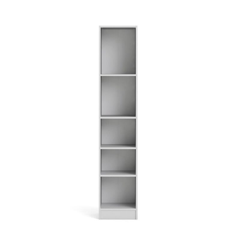 Tvilum Basic Tall Narrow 5 Shelf Bookcase - White
