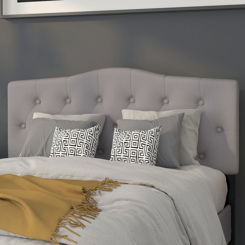 Flash Furniture Tufted Upholstered Full Size Headboard in Light Gray Fabric image number 5