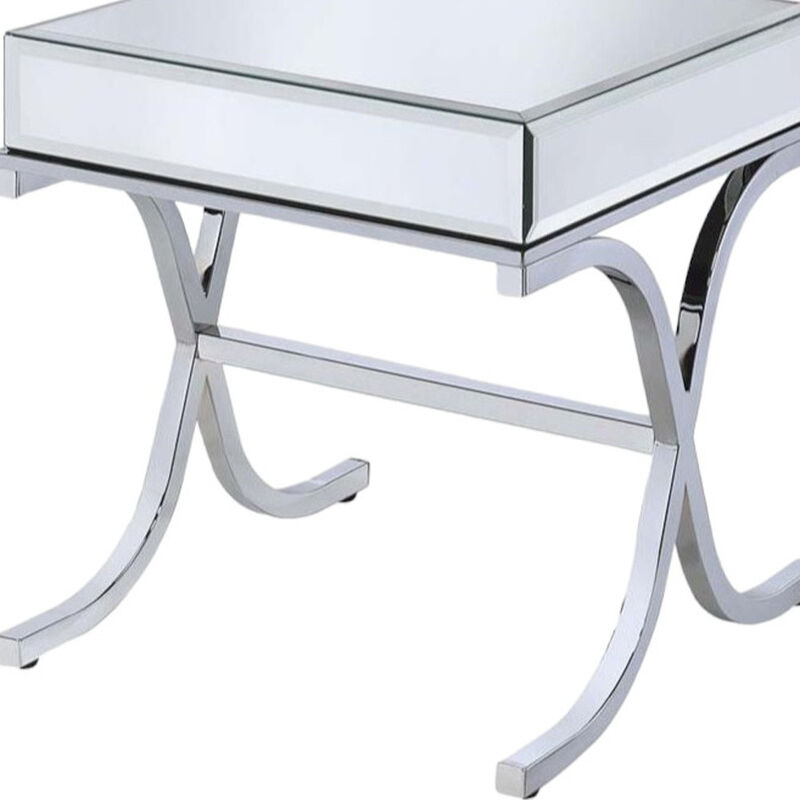 Modern Glass and Mirror End Table &ndash; Sleek Square Accent for Contemporary Decor