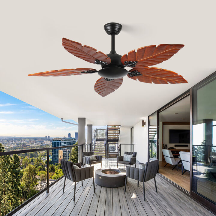 ELEMENT ACE 52 Inch Tropical Palm Leaf No-Light Ceiling Fan, Reversible Indoor/Outdoor Fan for Patio, Living Room, Porch, Energy Efficient Quiet Operation