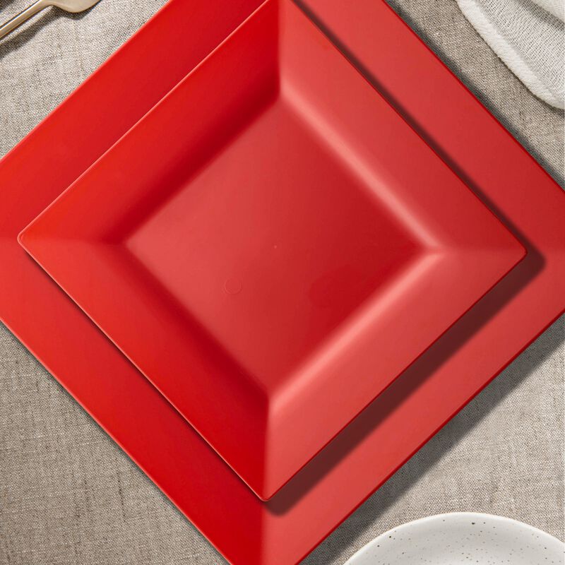 Red Square Plastic Plates Dinnerware Value Set (40 Sets) image number 8