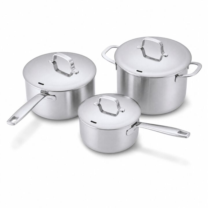 Alva Maestro 5-Ply Fully Clad Stainless Steel Saucepan & Stock Pot Set, 3-Piece
