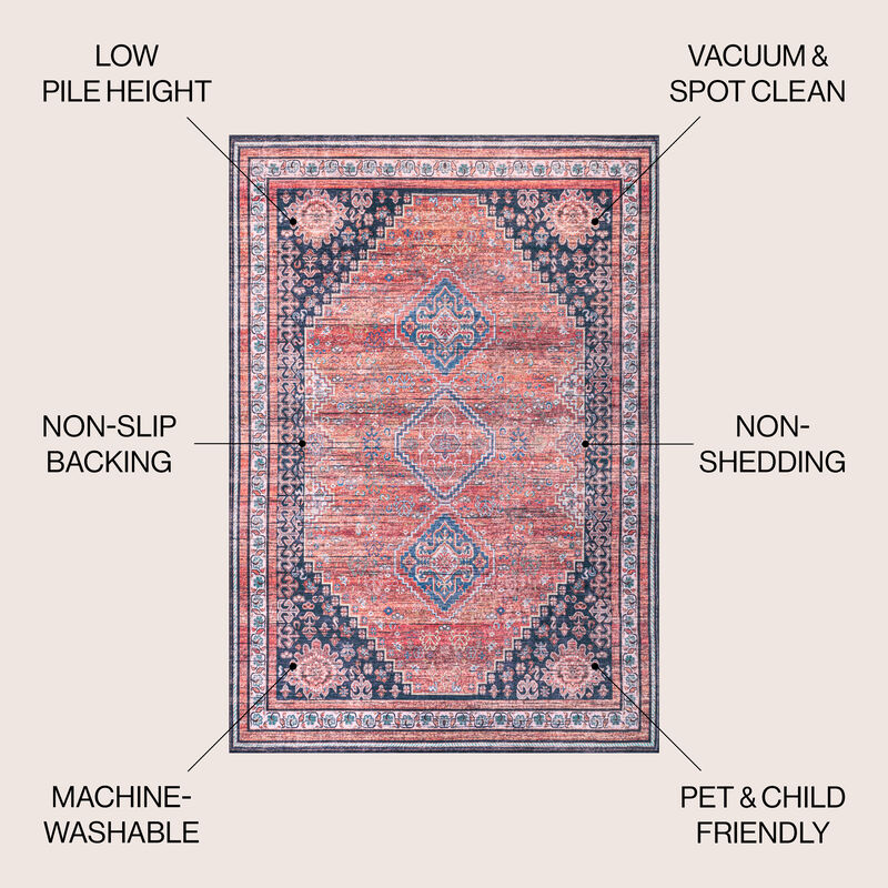Dalyan Geometric Medallions Machine-Washable Area Rug