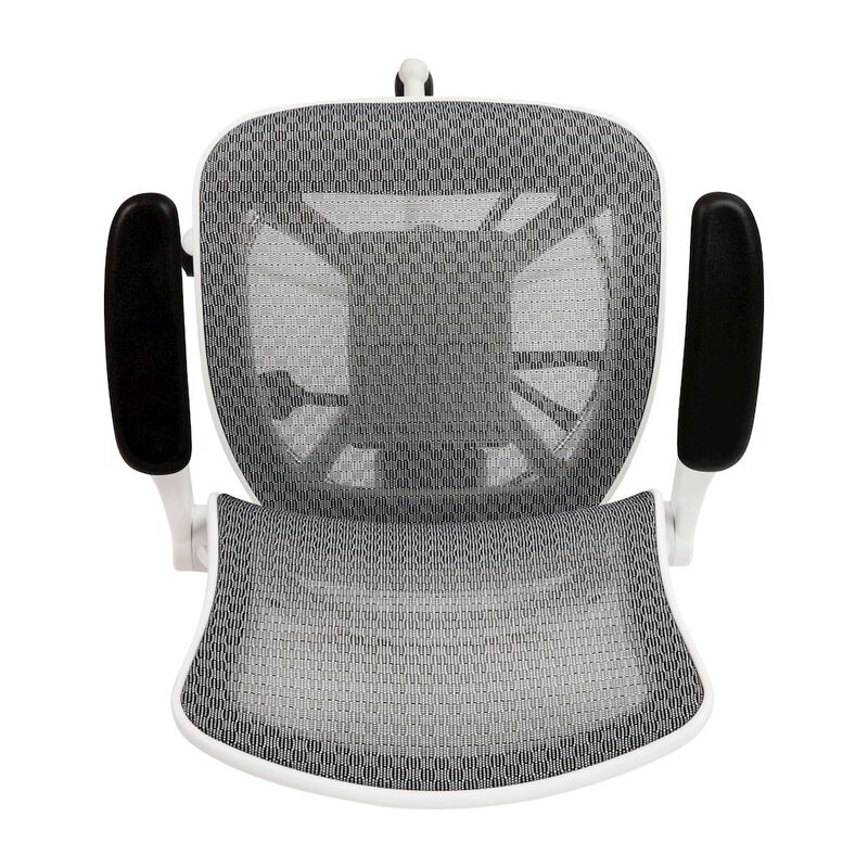 Flash Furniture Mid-Back Transparent Gray Mesh Drafting Chair with White Frame and Flip-Up Arms image number 7