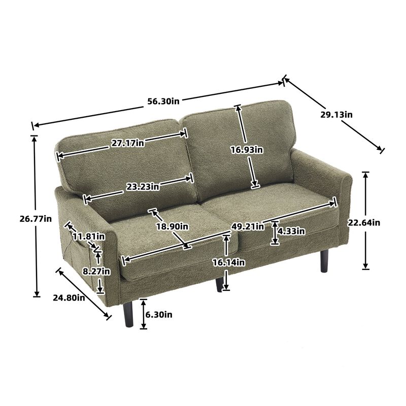 Mondawe Boucl&eacute; Loveseat Sofa, 2 Seater Small Sofa Couches with USB & Removable Pillow Cover