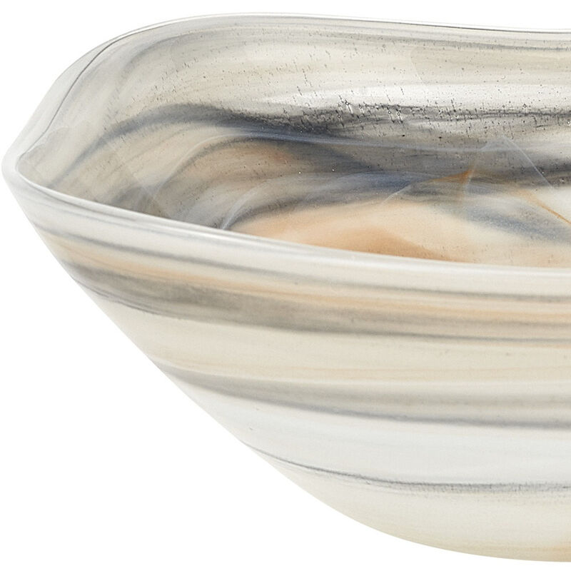 HomeRoots 10" Alabaster Glass Square Salad Bowl image number 2