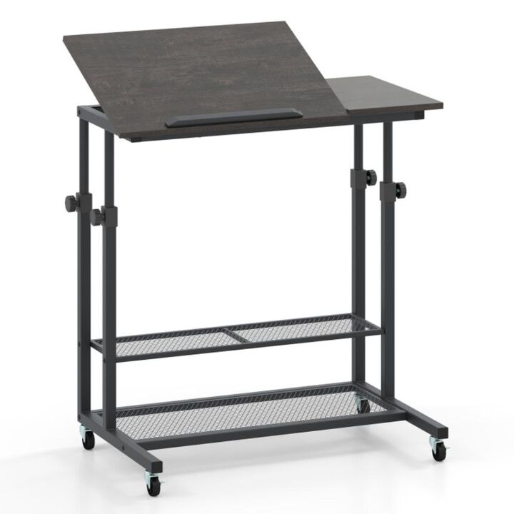 Hivvago Mobile Stand up Desk Height Adjustable Standing Table with Tilting Tabletop