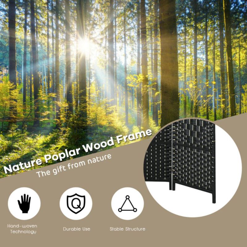 Hivvago 6.5Ft 6-Panel Weave Folding Fiber Room Divider Screen